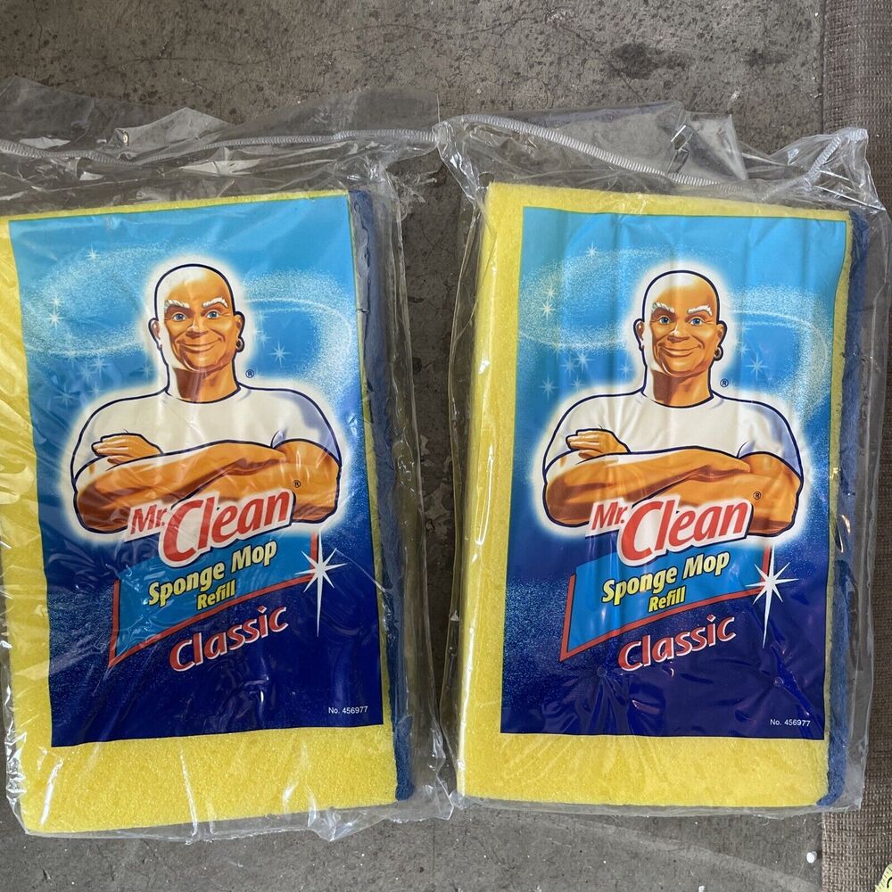 2 Mr. Clean Sponge Mop with Scrubber Refill  456977 New Sealed Fits 456976